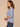 Horizon Blue Elbow Roll Cuff Sleeve Scoop Neck Half Crochet Button Placket Surplus Shirttail Hem Petite Knit Top
