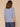 Horizon Blue Elbow Roll Cuff Sleeve Scoop Neck Half Crochet Button Placket Surplus Shirttail Hem Petite Knit Top
