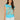 Caribbean Blue Multi Extended Origami Cap Sleeve Scoop Neck Asymmetrical Hem Side Ruched Abstract Screen Print Knit Top