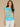 Caribbean Blue Multi Extended Origami Cap Sleeve Scoop Neck Asymmetrical Hem Side Ruched Abstract Screen Print Knit Top