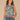Cobalt Blue Floral Multi Sleeveless Collared Neck Half Button Down Placket Embroidered Detail Scallop Hem Abstract Print Woven Top