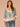Aqua Haze Natural Three Quarter Cinched Blouson Sleeve Scallop Edge Open Front Back Center Seam Cropped Hem Woven Jacket