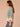 Aqua Haze Natural Three Quarter Cinched Blouson Sleeve Scallop Edge Open Front Back Center Seam Cropped Hem Woven Jacket