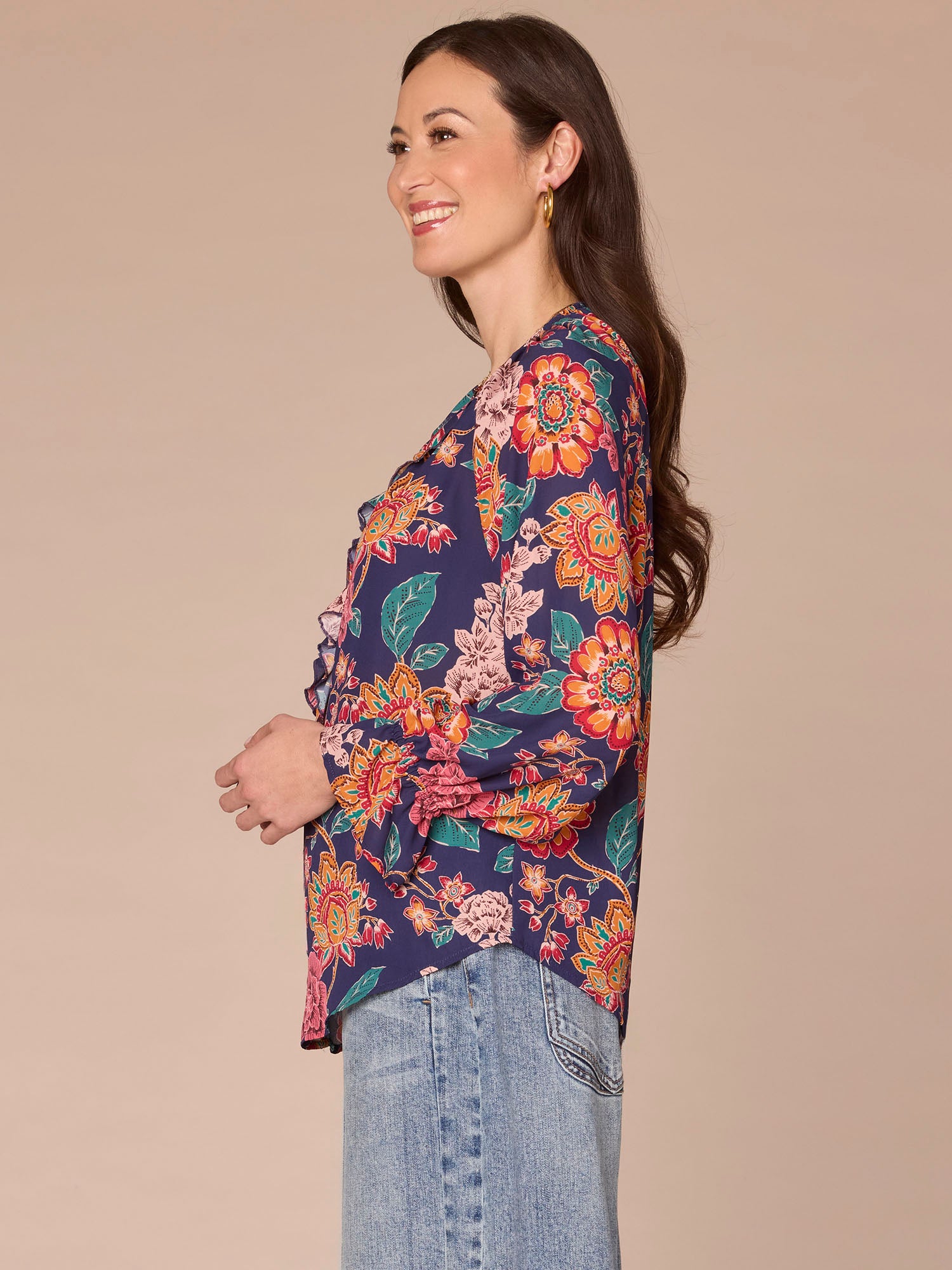Pink Floral Split Sleeve Blouse | LOVESTITCH Pink Floral Split Sleeve Blouse | LOVESTITCH