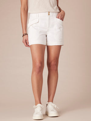"Ab"solution High-Rise White 4 1/2" Inseam Utility Shorts