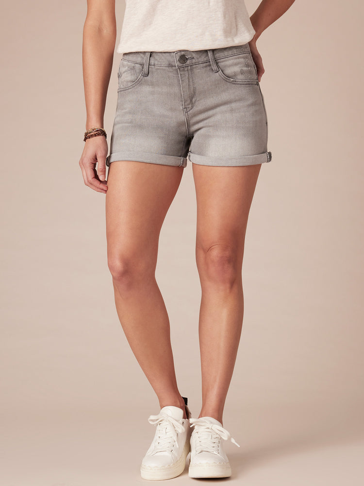 
            
                Load image into Gallery viewer, &amp;quot;Ab&amp;quot;solution Light Grey 5&amp;quot; Inseam Denim Shorts
            
        