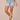 Powder Blue Artisanal Denim Absolution High Rise Embroidered Cascading D Pocket Clean Finish Fray Hem Petite Short