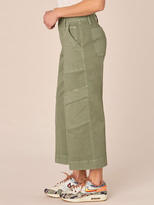 Lily Pad Absolution Skyrise Double Button Cropped Utility Wide Leg Pant