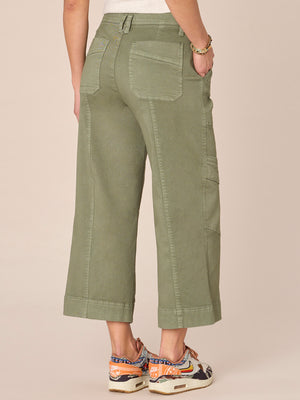 Lily Pad Absolution Skyrise Double Button Cropped Utility Wide Leg Pant