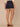 Navy Twill Ab"solution High Rise Angled Dart Seams Double Hook Waist Tie Double Pockets Contrast Fixed Cuff Petite Short