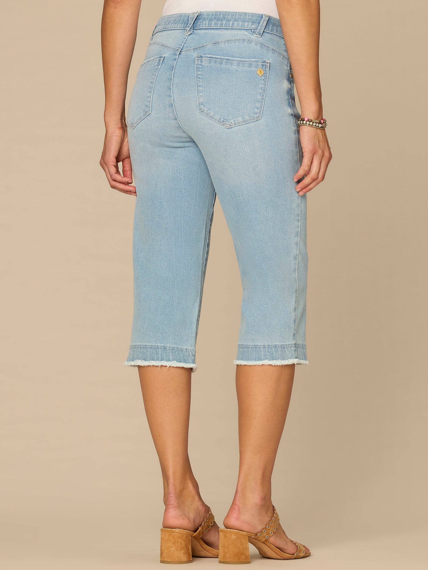 Powder Blue Jean “Ab”solution® Mid-Rise Powder Blue Fray Hem Petite Skimmer Jeans ...