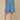 Light Blue Denim Ableisure Skyrise Dart Seams Elastic Waist Faux Fly Rope Tie Belt Angled Pocket Relaxed Bermuda Short