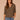 Celadon Multi Elbow Roll Cuff Sleeve Split V-Neck Stripes Shirttail Surplus Hem Knit Top