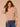 Birch Burnt Henna Three Quarter Drop Shoulder Blouson Sleeve Surplus V-Neck Cased Hem Tie Embroidered Jacquard Band Stripe Petite Knit Top