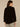 Brown Three Quarter Blouson Sleeve Ruffle Edge Split Neck Rhinestone Half Placket Embroidery Shirttail Hem Woven Velvet Top