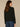 Black Gold Metallc Multi Long Batwing Sleeve Surplus Round Neck Abstract Fog Foil Screen Print Back Center Seam Knit Top