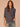 Midnight Sapphire Multi Plaid Three Quarter Cuffed Button Sleeve Hi-Low Ruffle Stand Collar Neck Half Buttoned Placket Plaid Print Hi-Low Hem Woven Top
