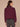 Heather Wineberry Long Banded Drop Shoulder Dolman Sleeve Stand Collar Tiw Kangaroo Pocket Bubble Hem Mixed Media Knit Top
