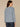 Heather Blue Shadow Long Drop Shoulder Ribbed Sleeve Surplus Boat Neck Angled Pleat Lurex Overlock Detail Mixed Media Knit Top
