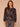 Black Long Blouson Sleeve Boat Neck Abstract Print Bubble Hem Knit Top