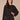 Black Long Pleated Barrel Sleeve Crew Neck Cased Pleated Hem Knit Pull Over Top