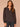 Heather Black Long Raglan Blouson Sleeve Metallic Split Half V-Placket Mandarin Collar Hi-Low Surplus Shirttail Hem Mixed Media Knit Top