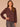 Heather Oxblood Long Raglan Blouson Sleeve Metallic Split Half V-Placket Mandarin Collar Hi-Low Surplus Shirttail Hem Mixed Media Knit Top
