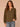 Heather Jungle Moss Long Raglan Blouson Sleeve Metallic Split Half V-Placket Mandarin Collar Hi-Low Surplus Shirttail Hem Mixed Media Petite Knit Top
