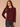 Oxblood Long Puff Sleeve Rhinestone Scoop Neck Keyhole Back Front Center Seam Rounded Surplus Hem Knit Top