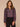 Black Multi Long Blouson Sleeve Stand Collar Button Down Front Round Back Yoke Seaming Ruffle Detail Shirttail Hem Abstract Print Petite Woven Top