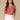 Vintage Coral Elbow Puff Cinched Band Sleeve Mandarin Collar V-Neck Half Placket Embroidered Petite Knit Top
