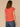 Persimmon Red Extended Cap Sleeve Embroidered Scoop Neck Pleated Peplum Hem Knit Top
