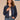 Indigo Denim Long Sleeve Collar Neck Button Front Oversized Breast Pockets Seaming Cropped Elastic Hem Plus Size Denim Jacket