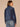 Indigo Denim Long Sleeve Collar Neck Button Front Oversized Breast Pockets Seaming Cropped Elastic Hem Plus Size Denim Jacket