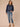 Indigo Denim Long Sleeve Collar Neck Button Front Oversized Breast Pockets Seaming Cropped Elastic Hem Plus Size Denim Jacket