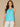 Caribbean Blue Embroidered Wide Strap Ruched Square Neck Split Scallop Hem Woven Tank Top