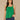 Grass Green Embroidered Wide Strap Ruched Square Neck Split Scallop Hem Woven Tank Top
