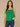 Grass Green Embroidered Wide Strap Ruched Square Neck Split Scallop Hem Woven Tank Top
