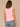 Flamingo Pink Crochet Cap Sleeve Notched V-Neck Shirttail Hem Knit Top

