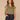 Lily Pad Multi Crochet Cap Sleeve Notched V-Neck Shirttail Hem Petite Knit Top
