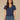 Heather Midnight Short Sleeve Scallop V-Neck Front Center Seam Ruched Side Twist Hi-Low Hem Knit Top
