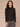 Black Long Sleeve Mock Neck Asymmetrical Side Ruching Petite Knit Top
