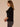 Black Three Quarter Cuff Sleeve Cowl Neck Shirttail Hem Woven Velvet Top
