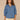 Mid Blue Raglan Below Elbow Sleeve Scallop Collar Neck Snap Button Down Front Scallop Seaming Surplus Shirttail Hem Petite Woven Denim Top