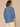 Mid Blue Raglan Below Elbow Sleeve Scallop Collar Neck Snap Button Down Front Scallop Seaming Surplus Shirttail Hem Woven Denim Top
