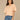 Peach Parfait Elbow Puff Bell Scallop Embroidered Sleeve Scoop Neck Surplus Hem Mixed Media Knit Top