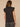 Black Ruffle Cap Sleeve Ruffle Stand Collar Notch Neck Tie Back Pleat Shirttail Hem Knit Top

