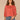 Persimmon Red Three Quarter Drop Shoulder Dolman Sleeve Scoop Neck Back Center Seam Floral Embroidery Shirttail Hem Petite Knit Top