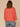 Persimmon Red Three Quarter Drop Shoulder Dolman Sleeve Scoop Neck Back Center Seam Floral Embroidery Shirttail Hem Knit Top