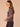 Navy Burnt Henna Multi Long Batwing Sleeve Mock Neck Abstract Placement Print Shirttail Hem Knit Top